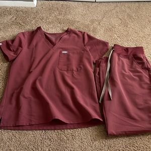 FIGS Dark Cherry Jogger Scrub Set